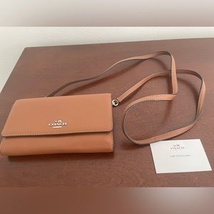 Coach Wallet on Chain WOC Brown Leather